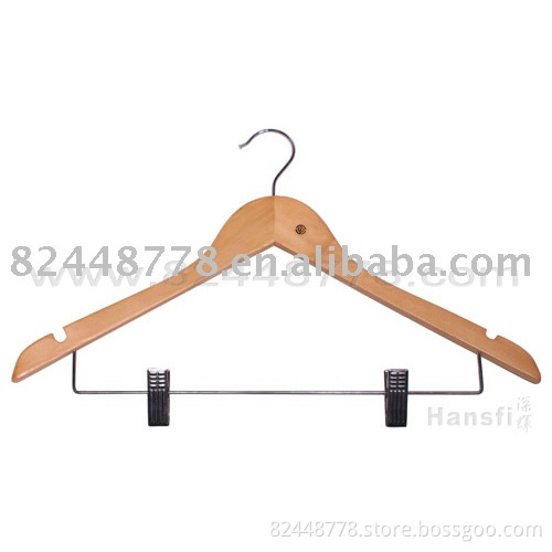 wooden skirt hanger with metal clip